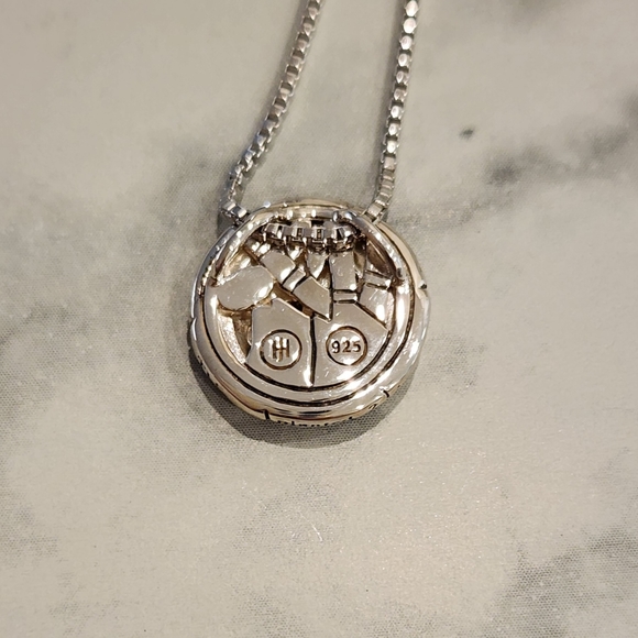 NWT JOHN HARDY Silver Bamboo Lava Pave Amethyst Round Circle Pendant Necklace - Picture 5 of 12